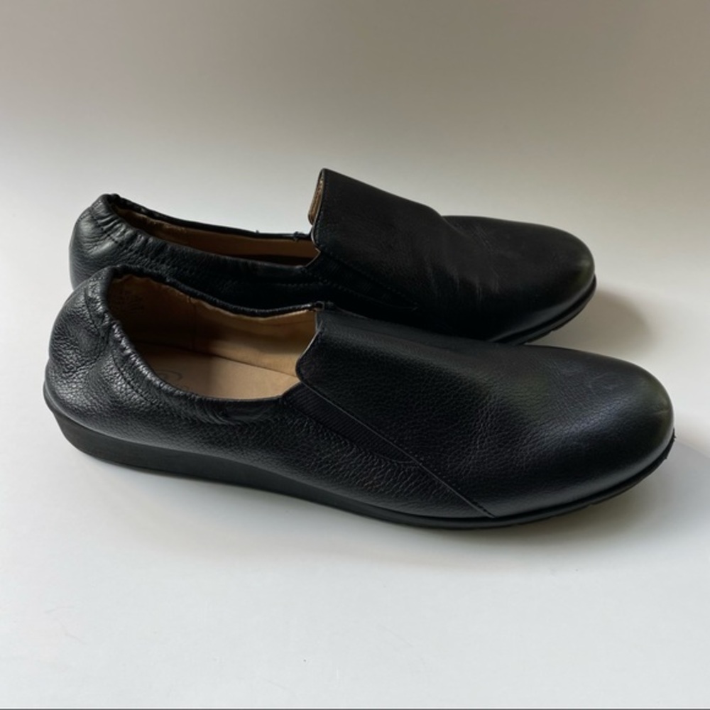 Easy Spirit 360 Shoes Woman’s Size 8.5M Slip On‎ Black Leather Flats